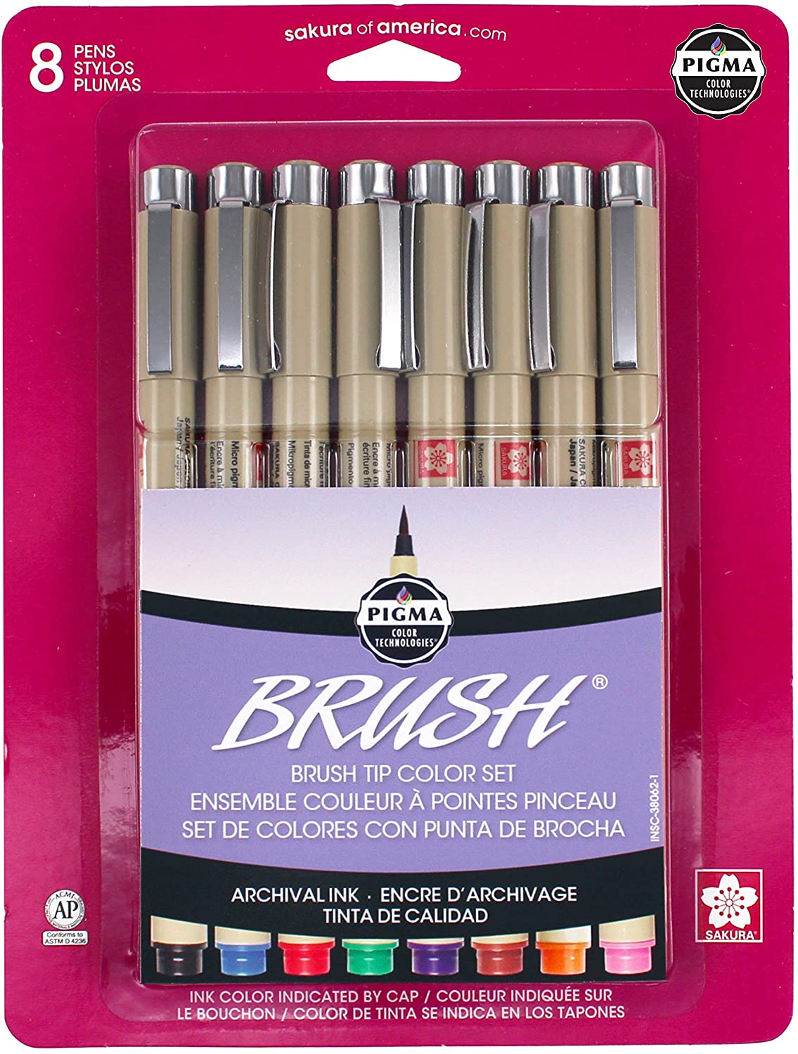 Tijdig stad meditatie Pigma Micron Brush Pens - Assorted Colors - Set of 8 – K. A. Artist Shop