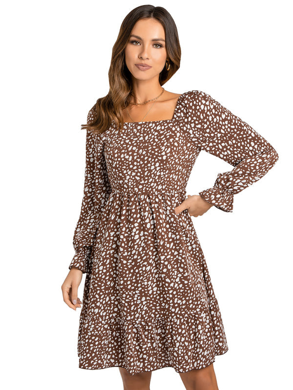 Weslyn Square Neck Print Dress