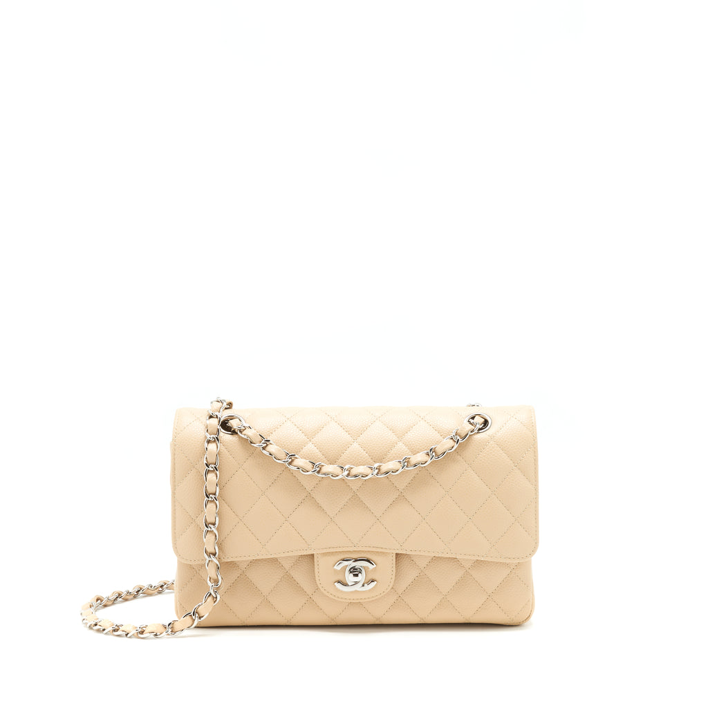 chanel classic flap bag caviar medium beige