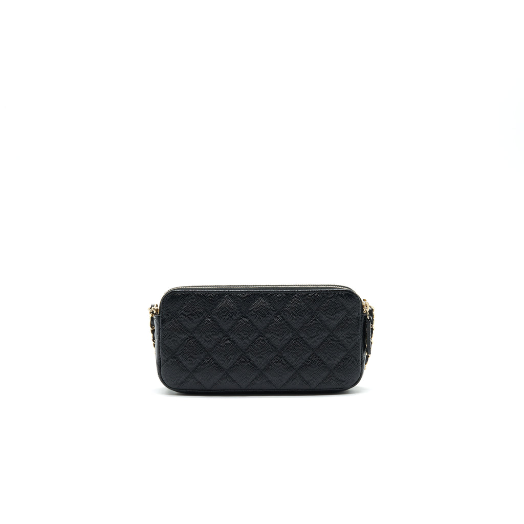 chanel double zipper wallet on chain