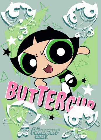Buttercup is printed in various poses next to her name