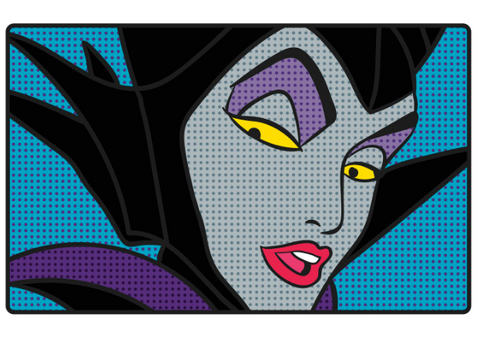 close up pop art inspired print of Maleficent 