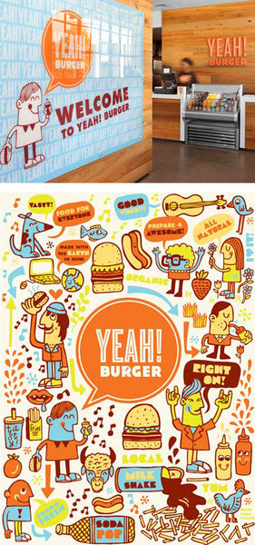 yeah burger wall mural installation decor wallpaper