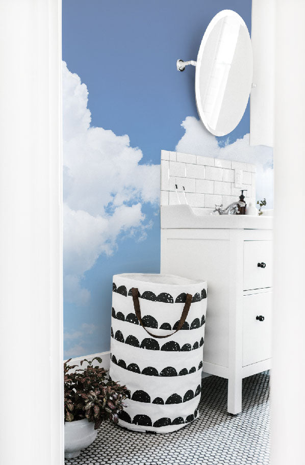 bathroom wall mural clouds eazywallz