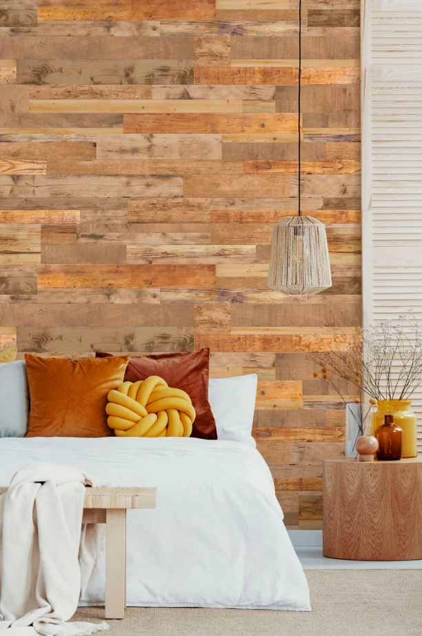 Light Brown Reclaimed Wood Wallpaper