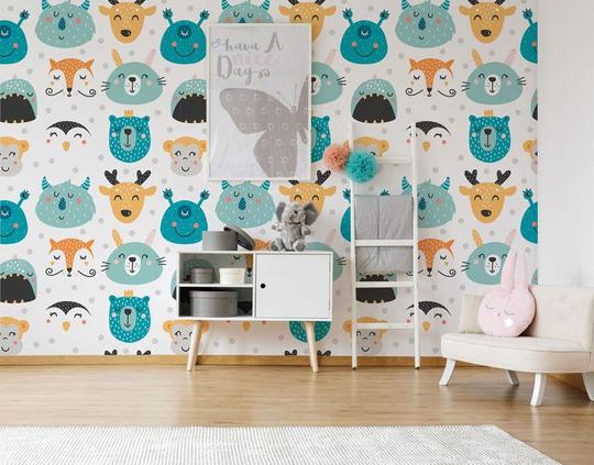 kids-animal-smiles-removable-wallpaper