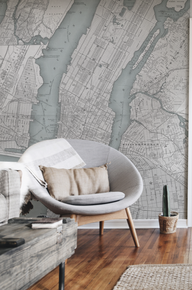 new york vintage map wall mural