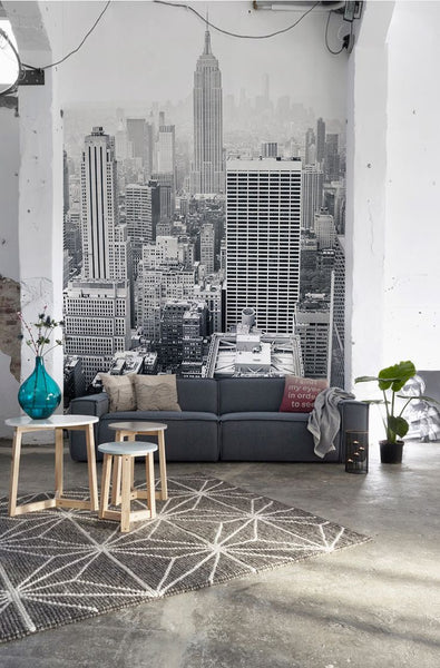 cityscape wall mural industrial ideas 