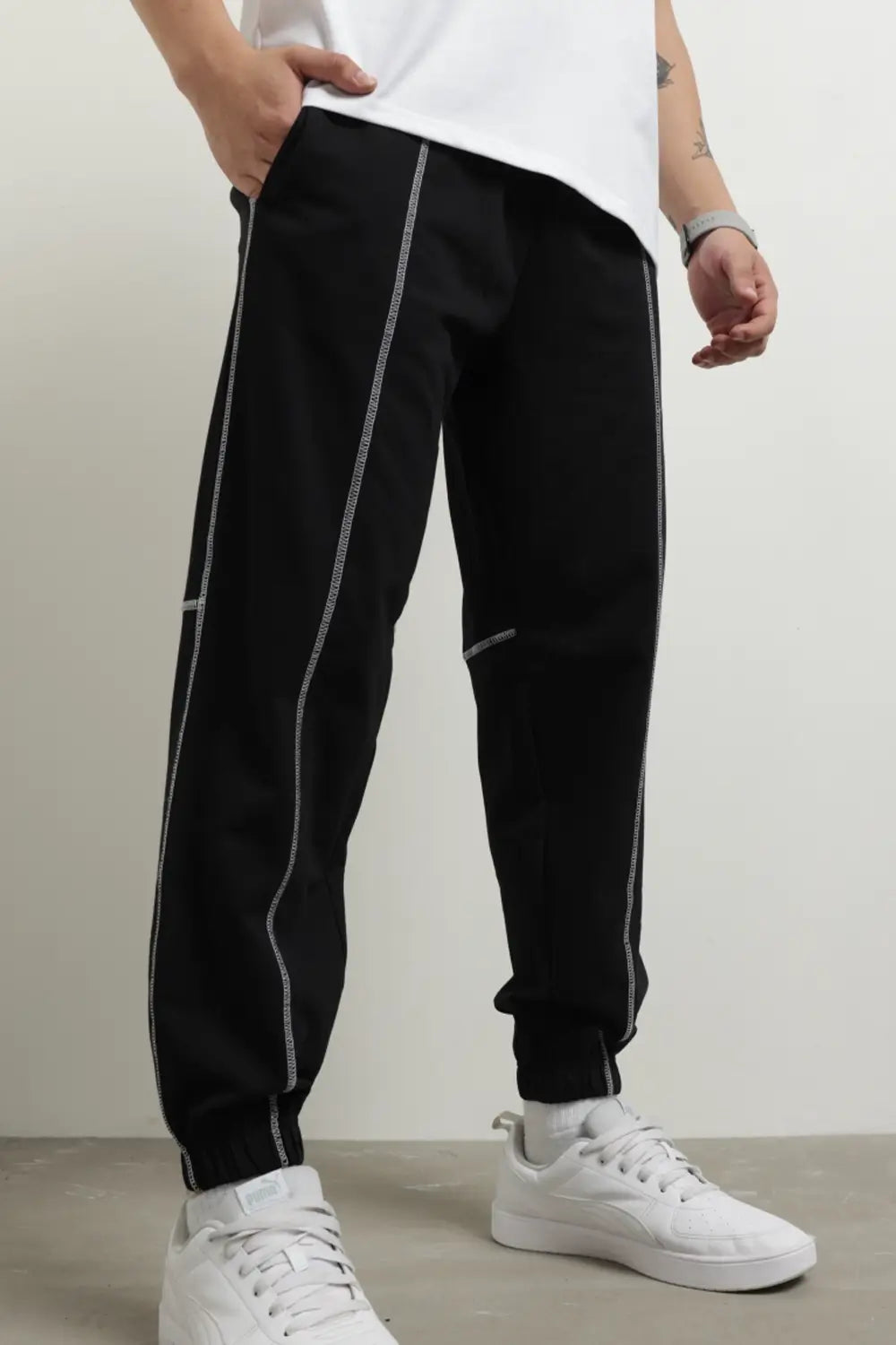 Oversized Double Contrast Stitch Joggers