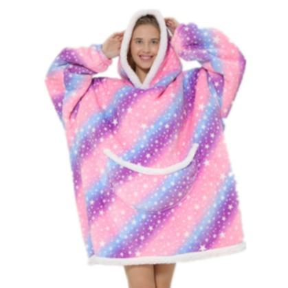Lazy Hooded Sweater Blanket Winter Warm TV Blanket Adult Pullover Wearable Winter Clothes