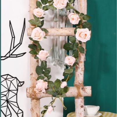 Manufacturers fake flower decoration fake flower vine green leaf plastic simulation flower rose rattan simulation vine tube