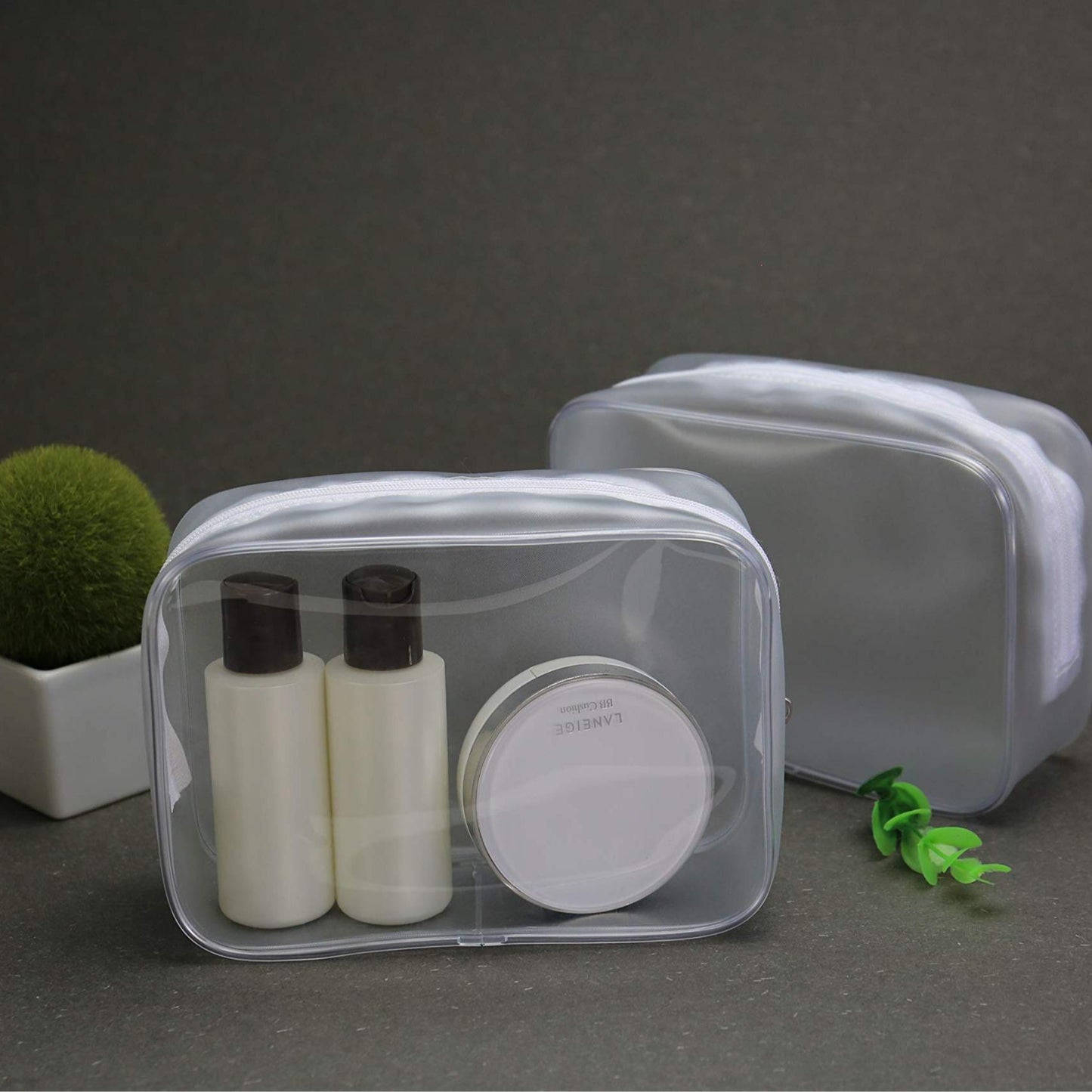 5 psc clear Cosmetic Bag,Toiletry Carry 5 Pieces PVC Waterproof Toiletry Organizer Case with Zippers for Men and Women Travel Business Vacation Bathroom Organizing