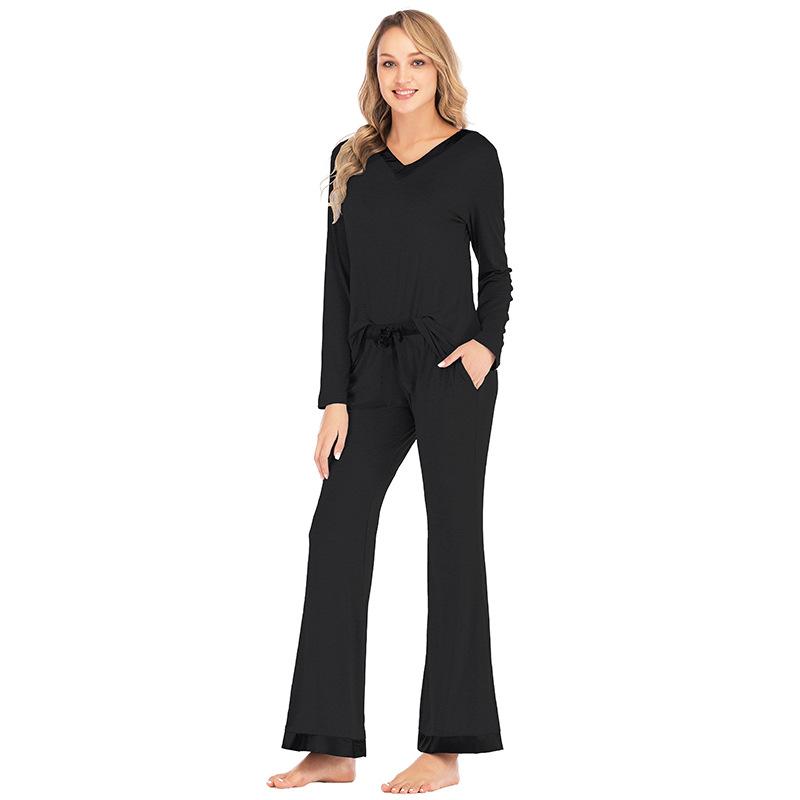 2022 autumn and winter new women's loose home wear pajamas women's long-sleeved suit two-piece set