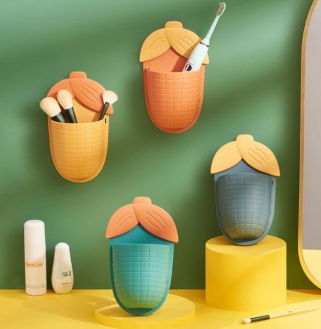 2pcs Corn rack toothbrush rack wall-mounted punch-free bathroom storage box kitchen bathroom toilet corn storage box