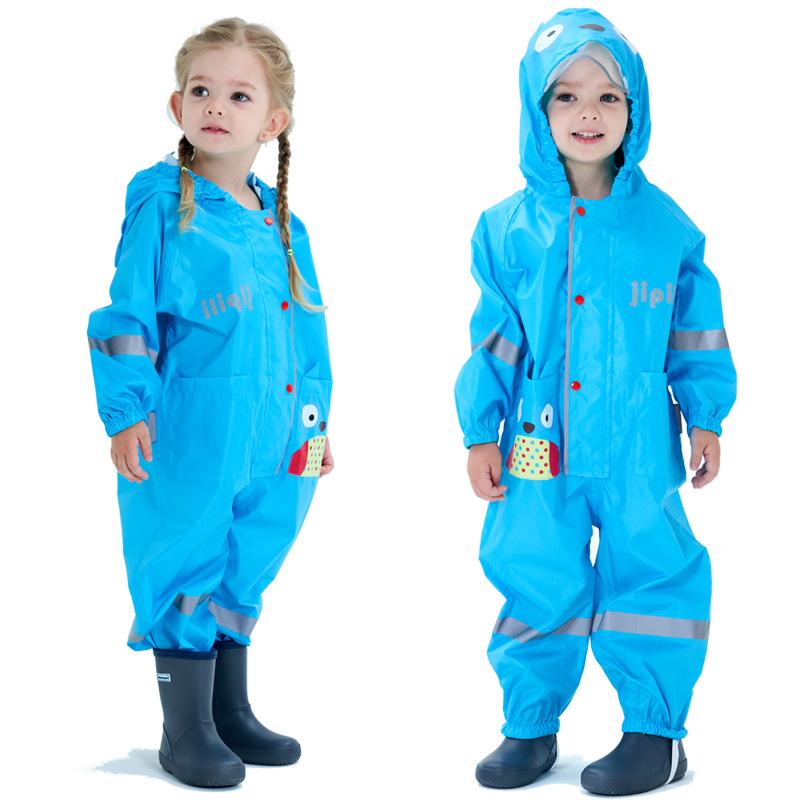 Children's one-piece raincoat fashion cute three-dimensional raincoat with brim reflective baby poncho