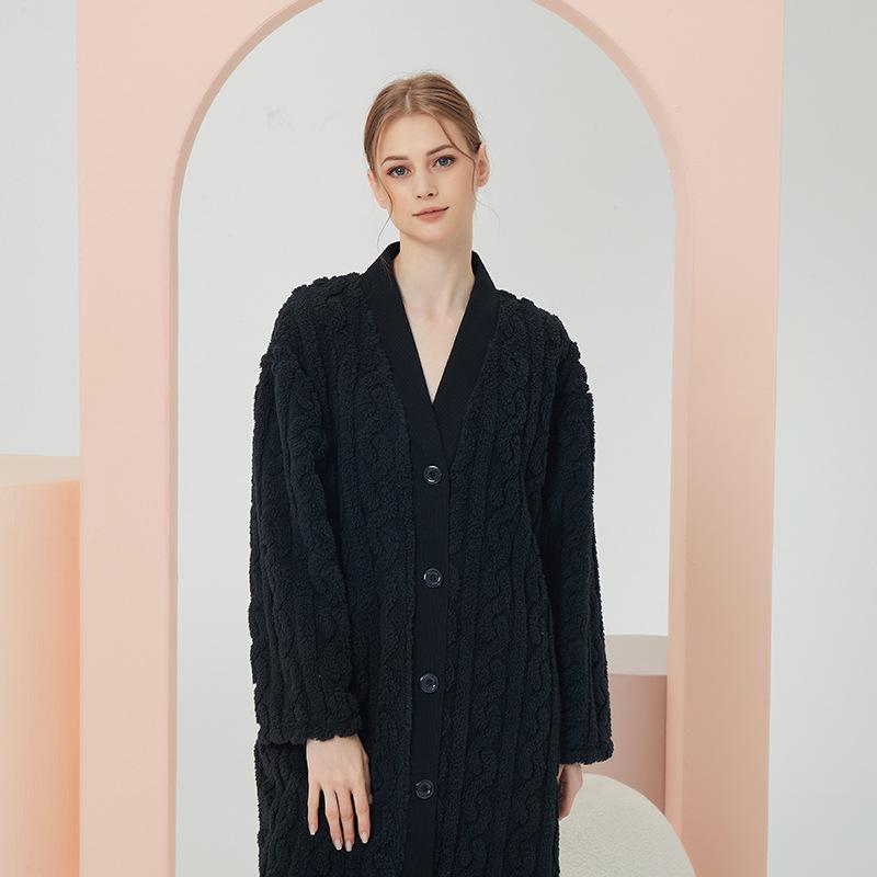 Coral fleece pajamas home clothes women's thickened home clothes ladies pajamas long winter pajamas