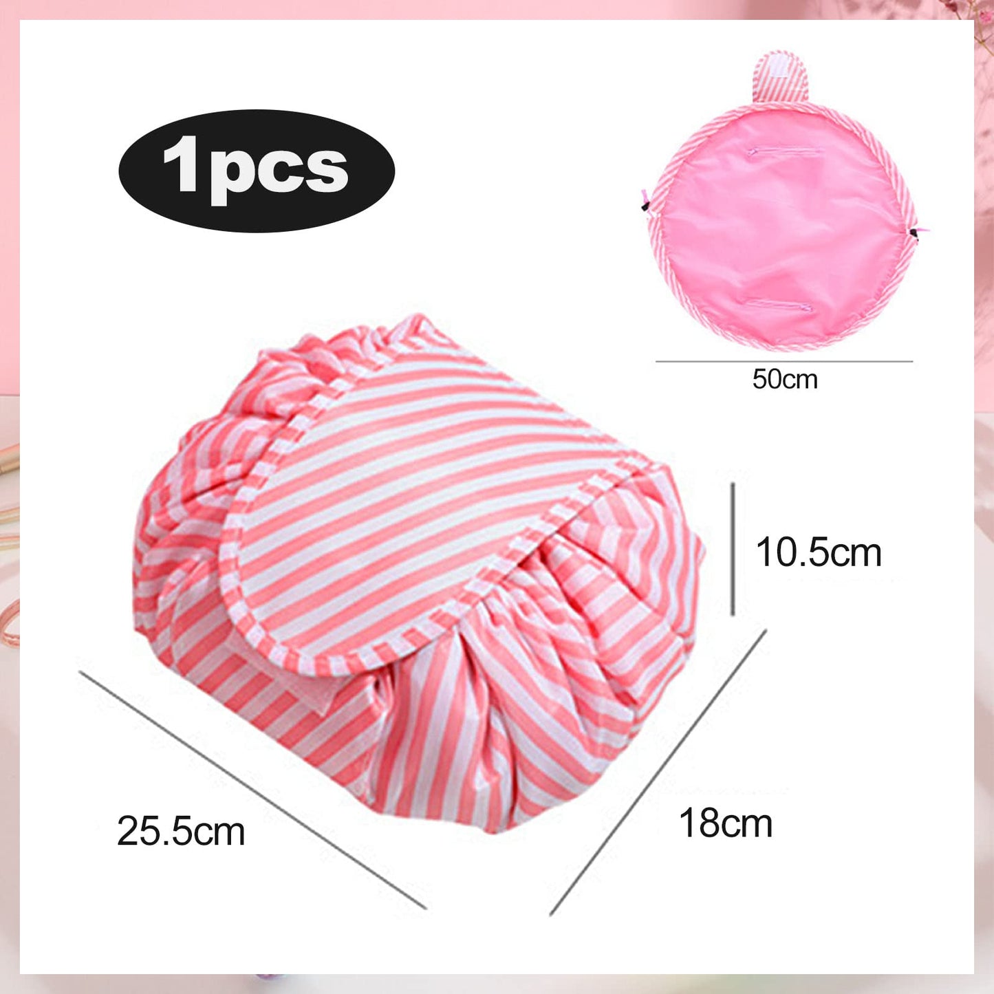 20Inch Drawstring Makeup Bag, Lazy Toiletry Organiser, Portable Travel Waterproof Storage Bag Daily Necessities Gifts for Women and Girls