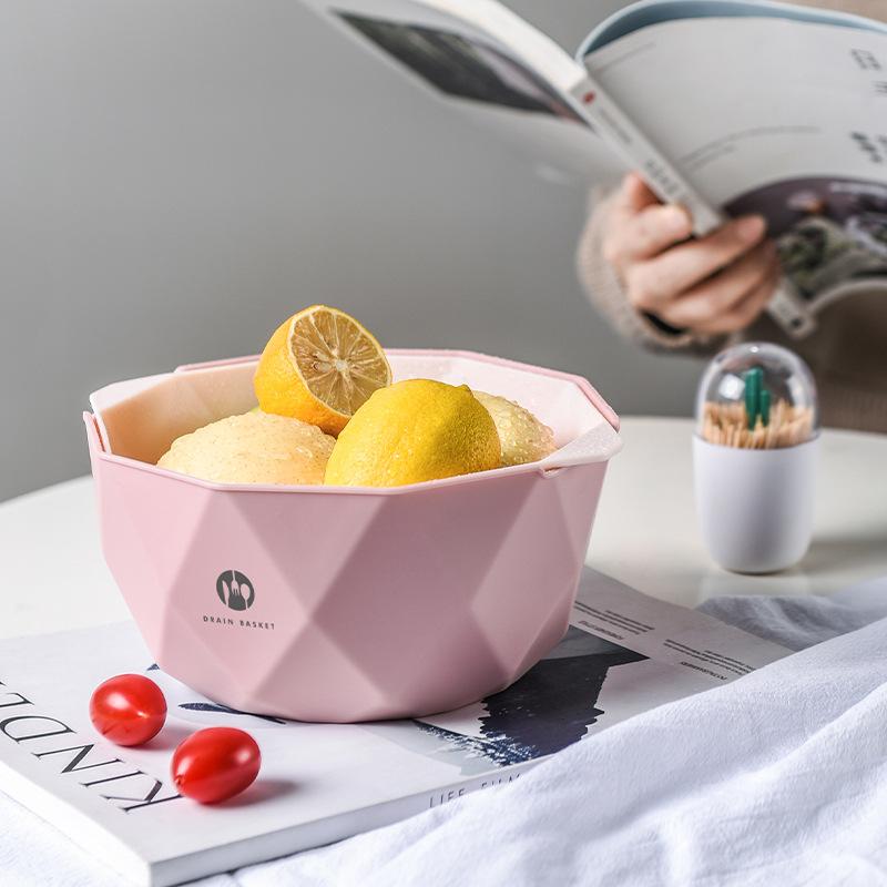 Double-layer vegetable washbasin plastic drain basket household fruit dish