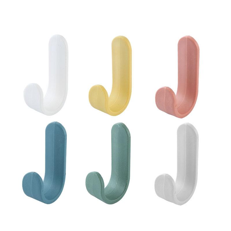 20 psc Simple J-type hook Nordic style wall-mounted punch-free hook household seamless coat hook mini