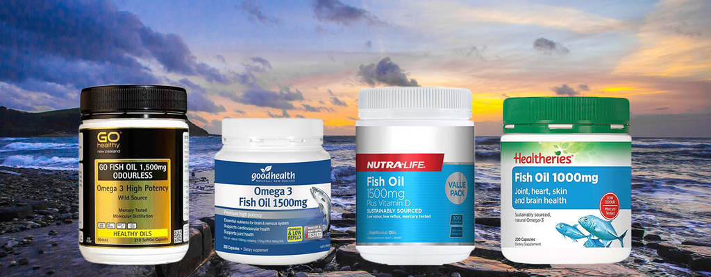 Fish oil supplements from Go Healthy, Healtheries, and more