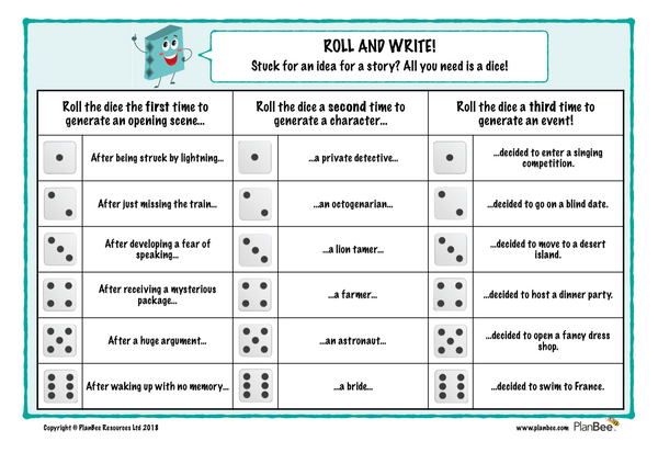 Roll and Write Story Ideas Generator