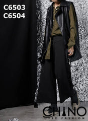 C6503 Black PU leather vest jacket