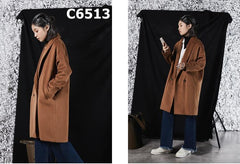 C6513 2 buttons long coat