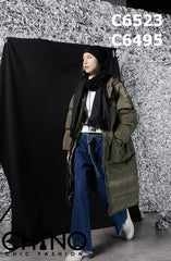 C6523 Long hoodie cotton coat