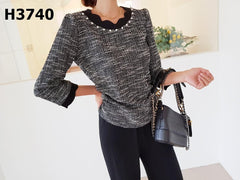 H3740 Pearl collar top