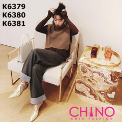 K6381 Dark grey wide leg pants