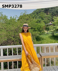 SMT3278 Orange sleeveless embroidery dress