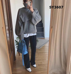 SY3607 Grey turtle neck sweater
