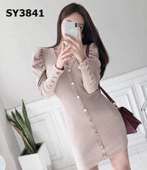 SY3841 Princess sleeve tight dress