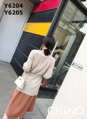 Y6204 V neck cross cardigan
