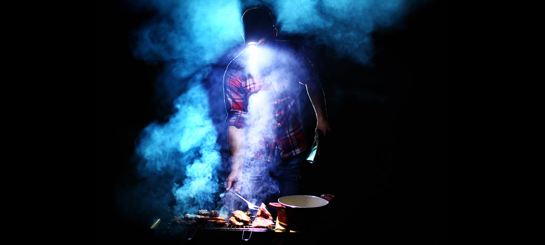 Cooking on a grill in the dark