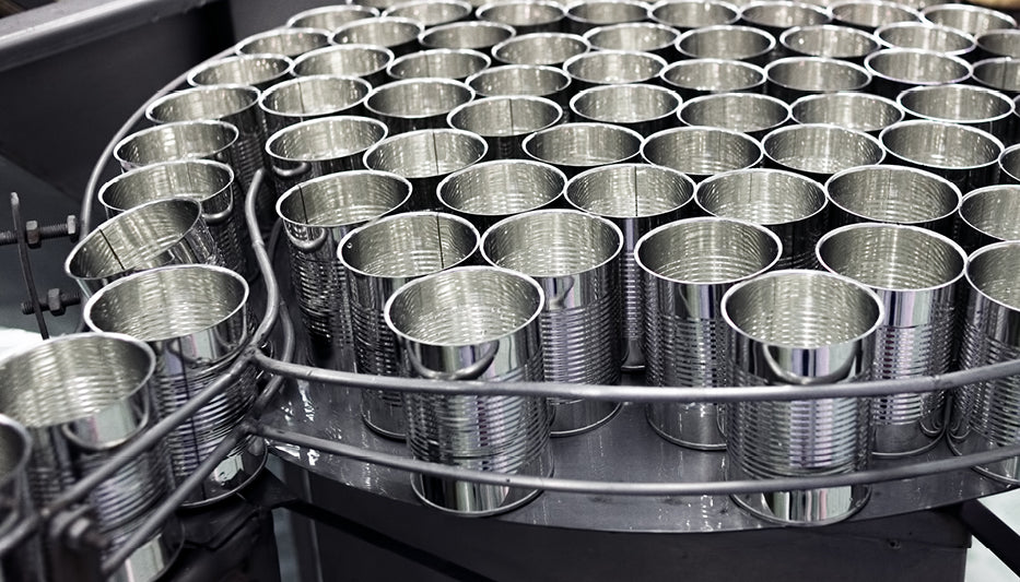 Cans on an assembly line
