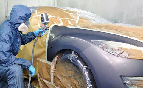 Hiding damage with paint work job on used car.