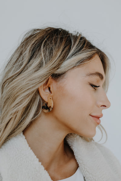 Acrylic Earrings on model