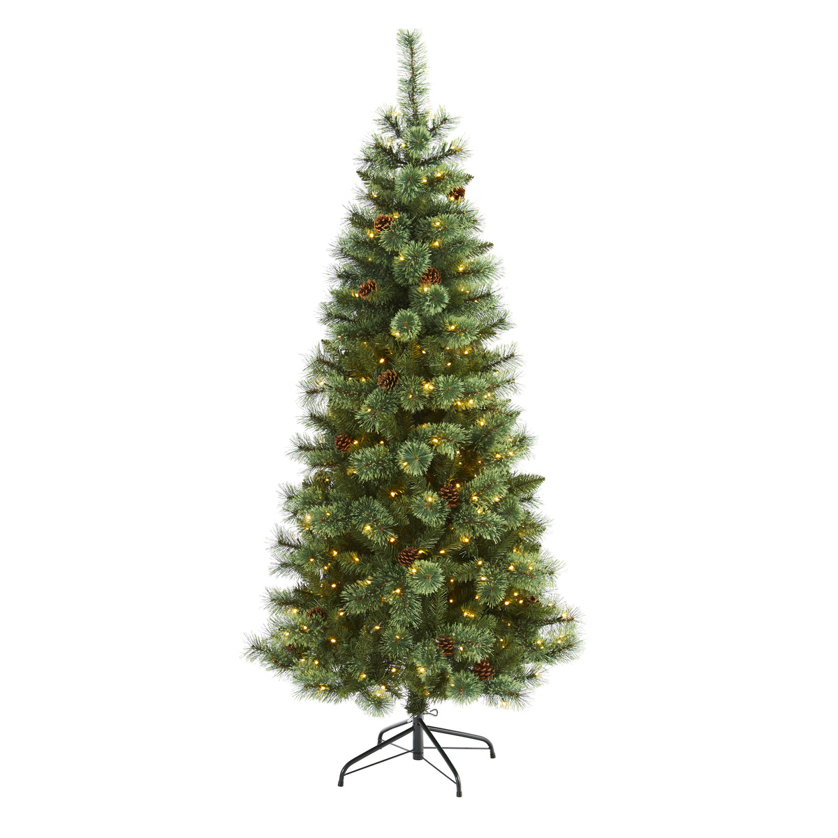 Nearly Natural 6` White Mountain Pine Artificial Christmas Tree with –  Uber Bazaar