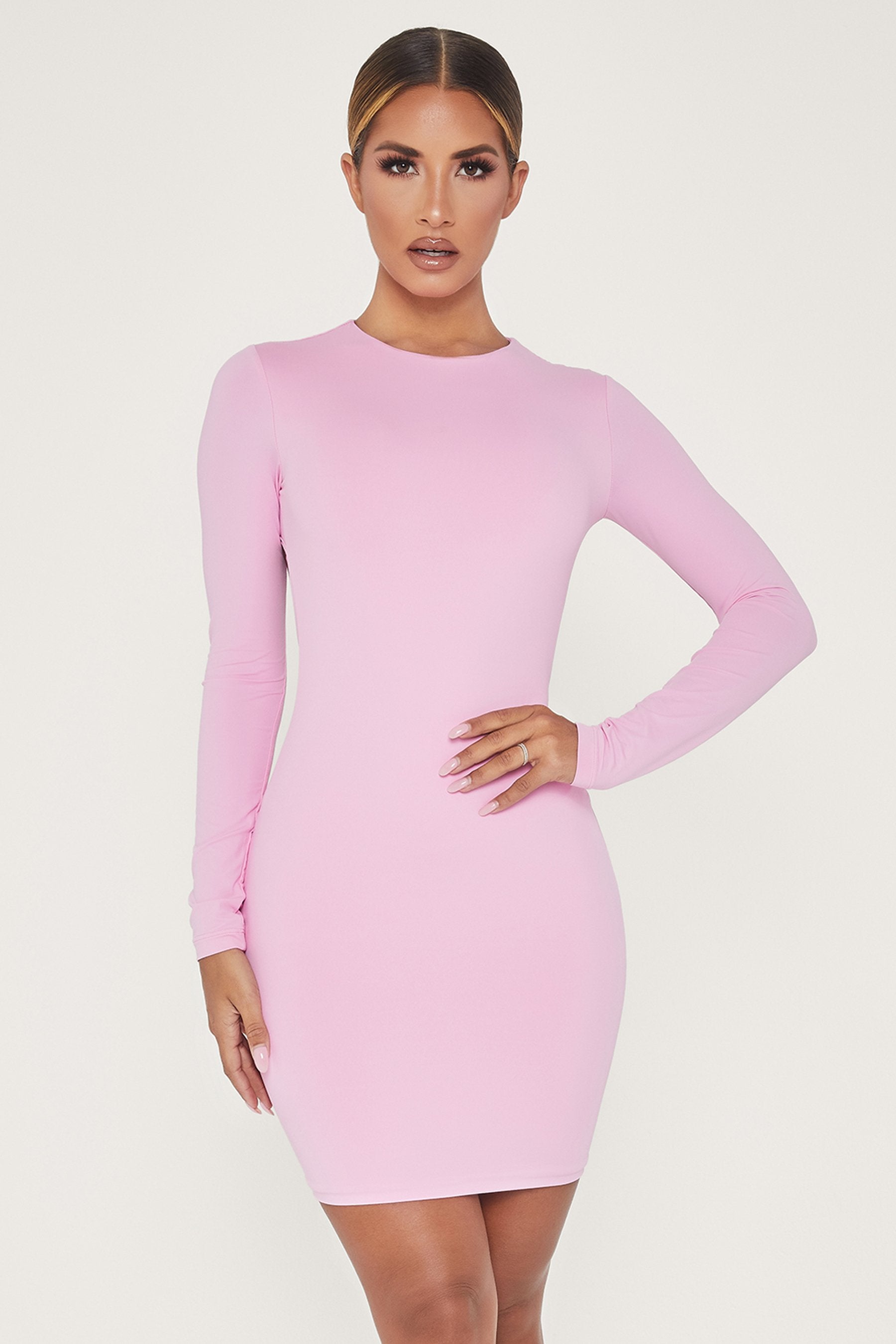 pink long sleeve dress