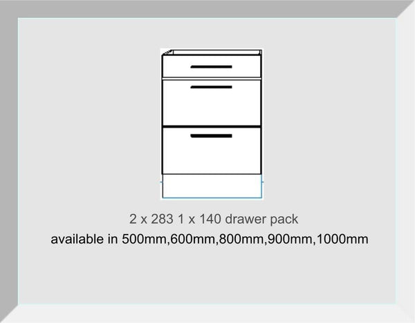 Drawer packs 3 Drawers 1 x 140 2 x 283 Mayfair Mussell Kitchen