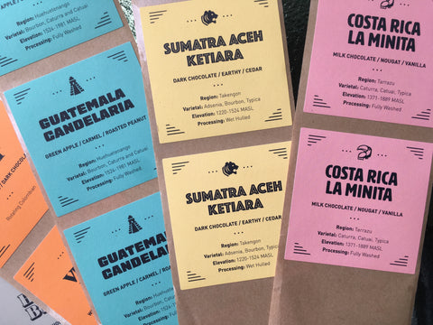 Several Uncommon Coffee bag labels