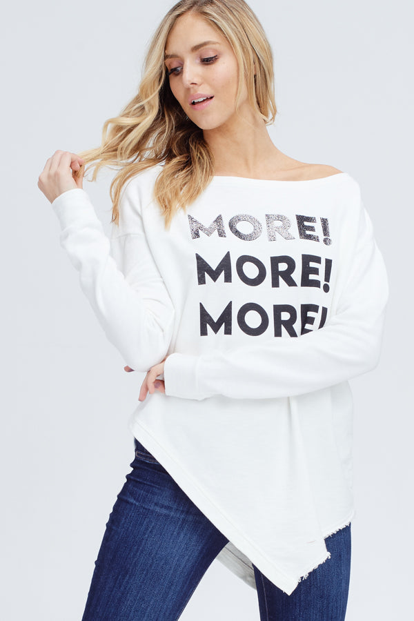 off the shoulder graphic sweatshirt