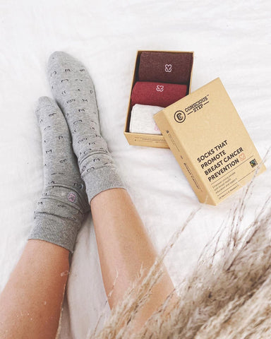 sustainably chic socks that support the fight against breast cancel