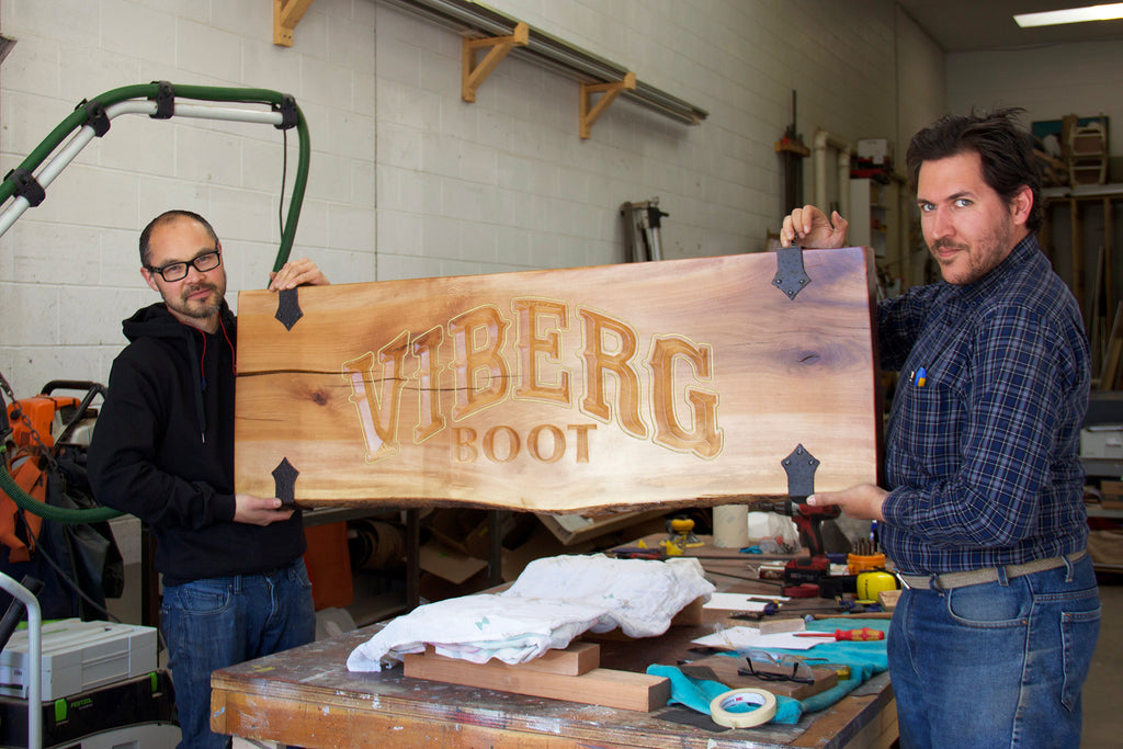 Viberg Work Boot new wood sign