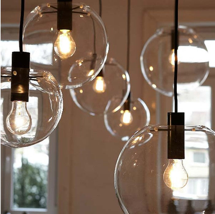 clear glass sphere pendant light