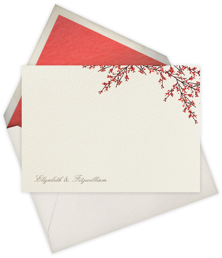 Cranberry red berry Thank You note 