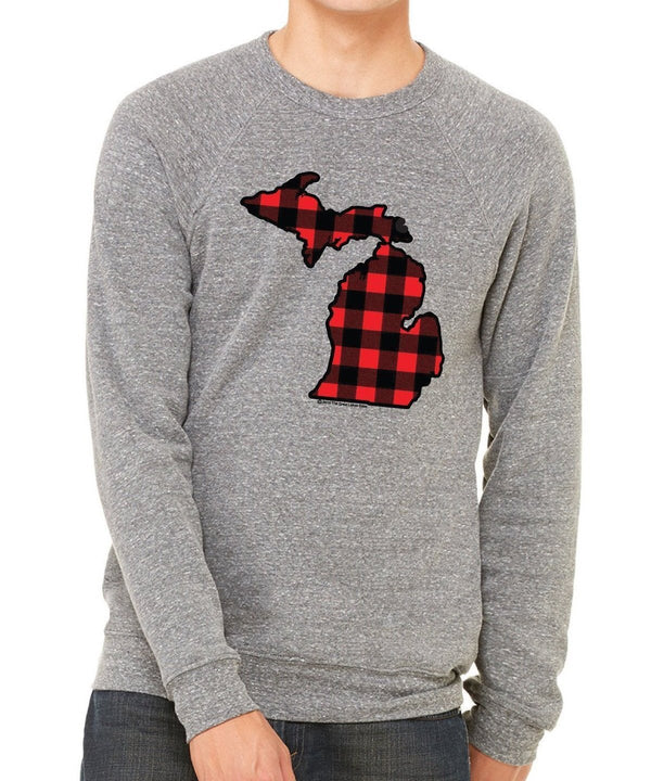 plaid crew neck sweatshirt