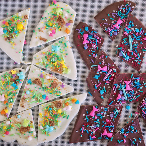 Sprinkle Chocolate Shards, Easter and Mermaid with Sugar Lips Sprinkles 