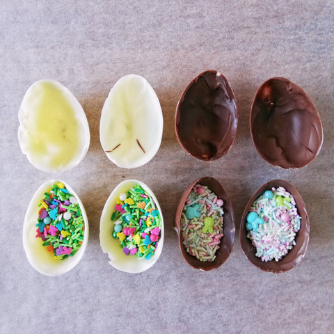 Sprinkle filled Easter chocolate eggs